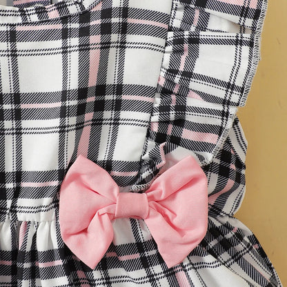 Newborn Girl Plaid Design Summer Romper and Hat Set childrensterritory
