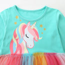Kids Girls' Unicorn and Rainbow Print Long - Sleeve Dress