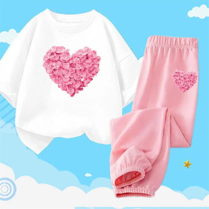 2pcs Kids Girls Cute Cartoon Print T-shirts + Pants Summer Outfit childrensterritory