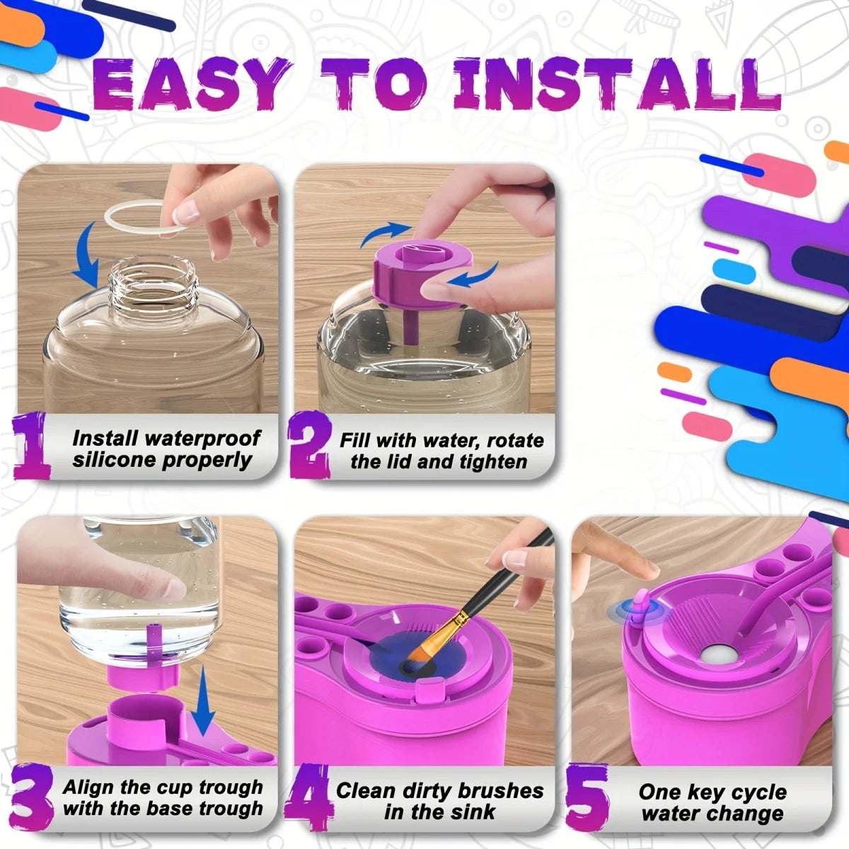 Automatic Paint Brush Cleaning Bucket Art Tools childrensterritory