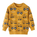 Cartoon Cars Print Long Sleeve Kids Sweatshirts