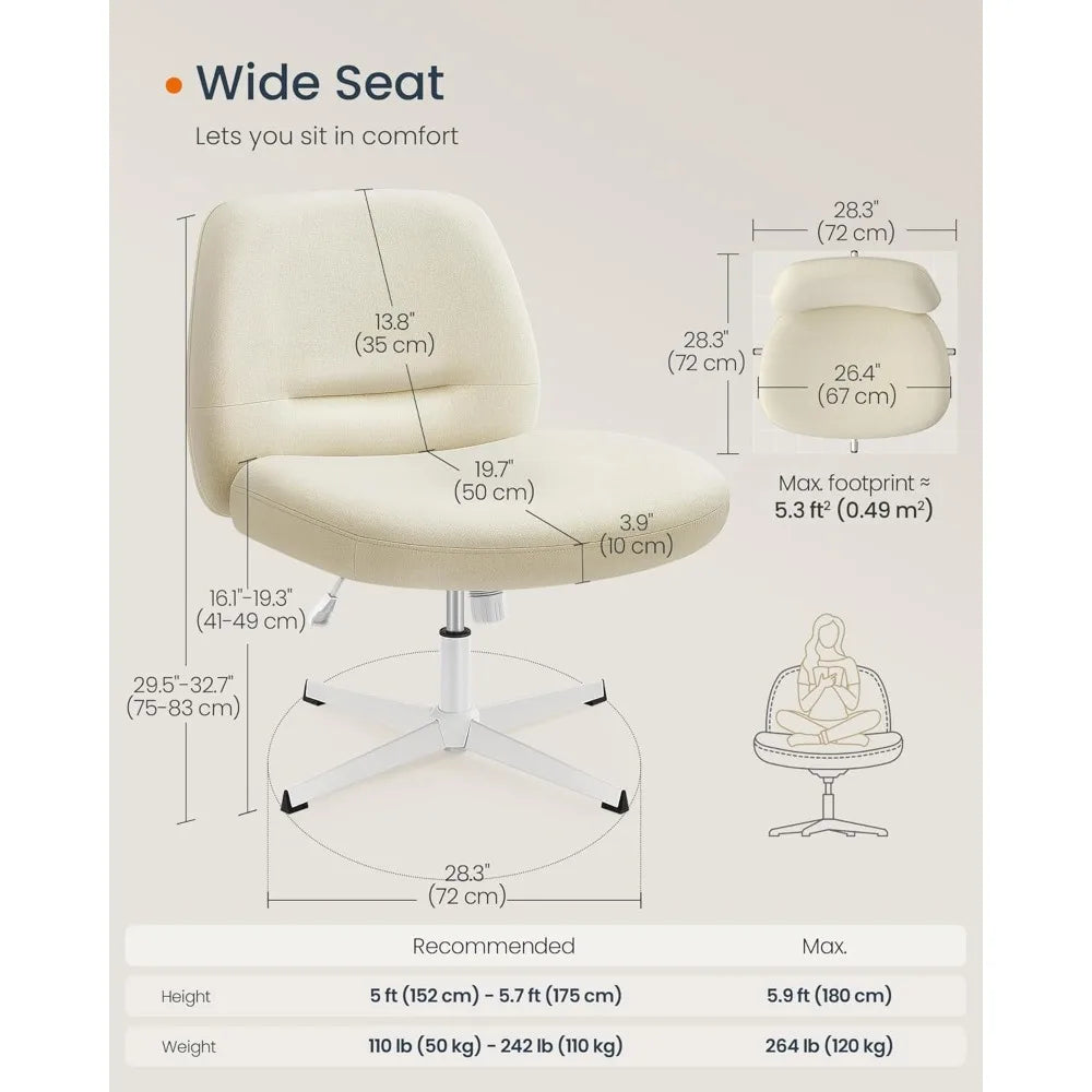 Armless Wide Cross Chair with Wheels for Home Office childrensterritory