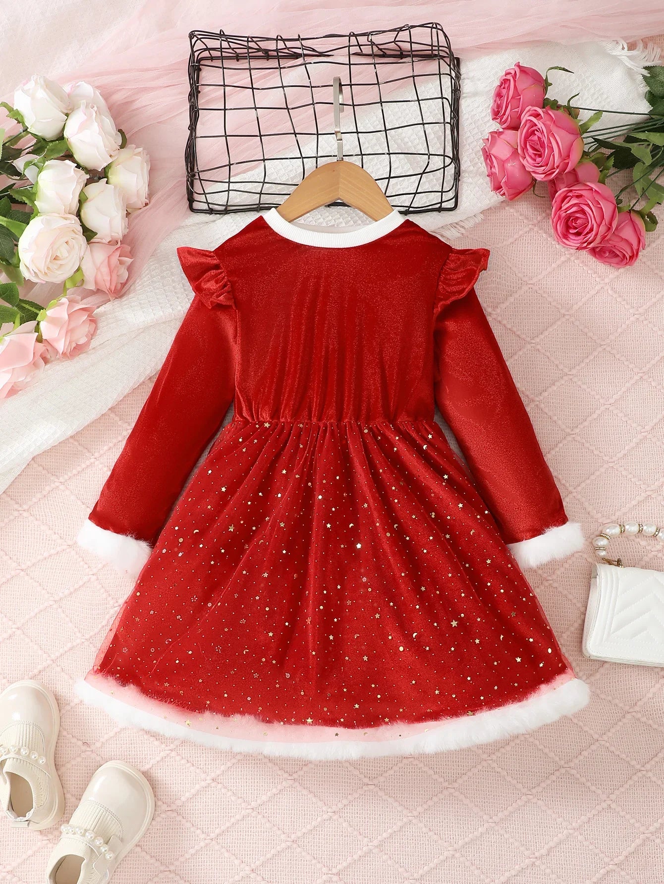 Girls' Long-Sleeved Christmas Party Dresses childrensterritory