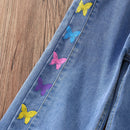 Kids Girls Butterfly Print Autumn Jeans childrensterritory