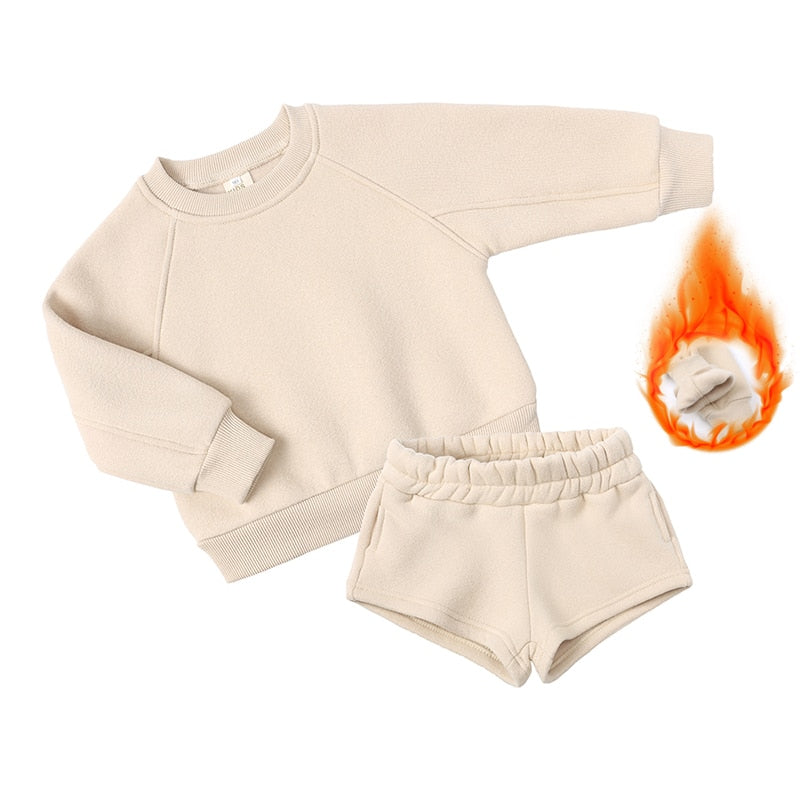 Kids Boys Girls Loose Sweatshirt with Elastic Joggers Shorts Set childrensterritory