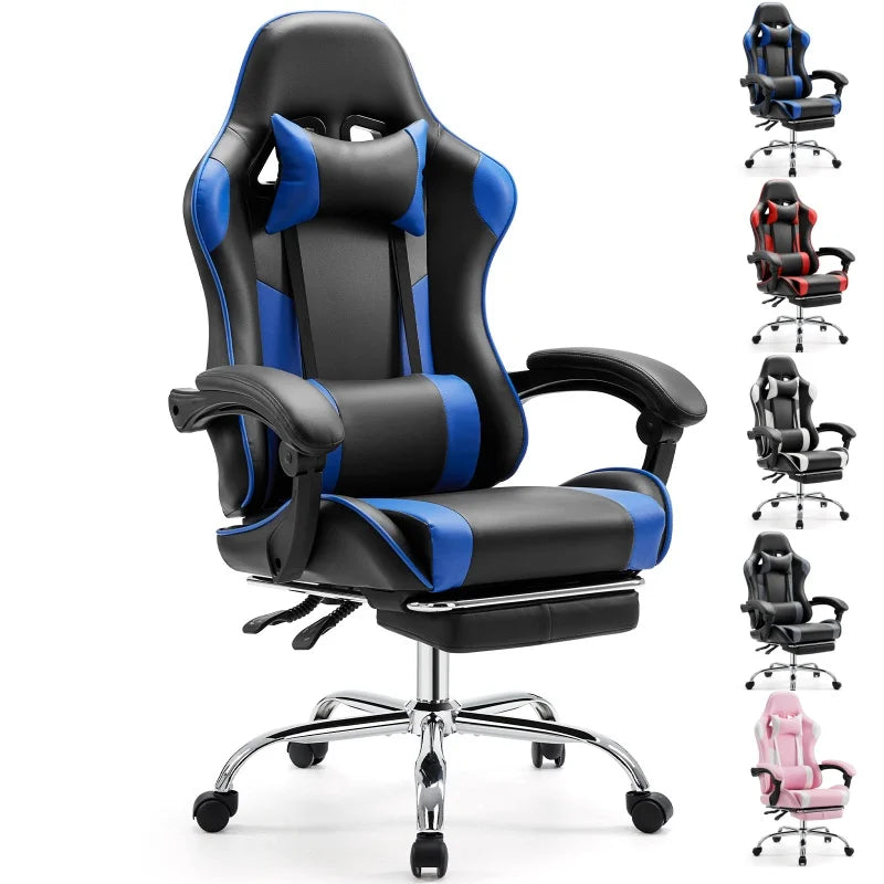 Adjustable Swivel Gaming Chair with Headrest and Spine Support childrensterritory