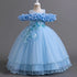 Flower Lace Design Short Sleeve Dress For Girls childrensterritory