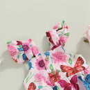Butterfly Flower Print Baby Girls Summer Bodysuit childrensterritory