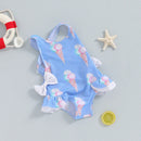 Baby Girl Ice Cream Print Sleeveless Swimsuit