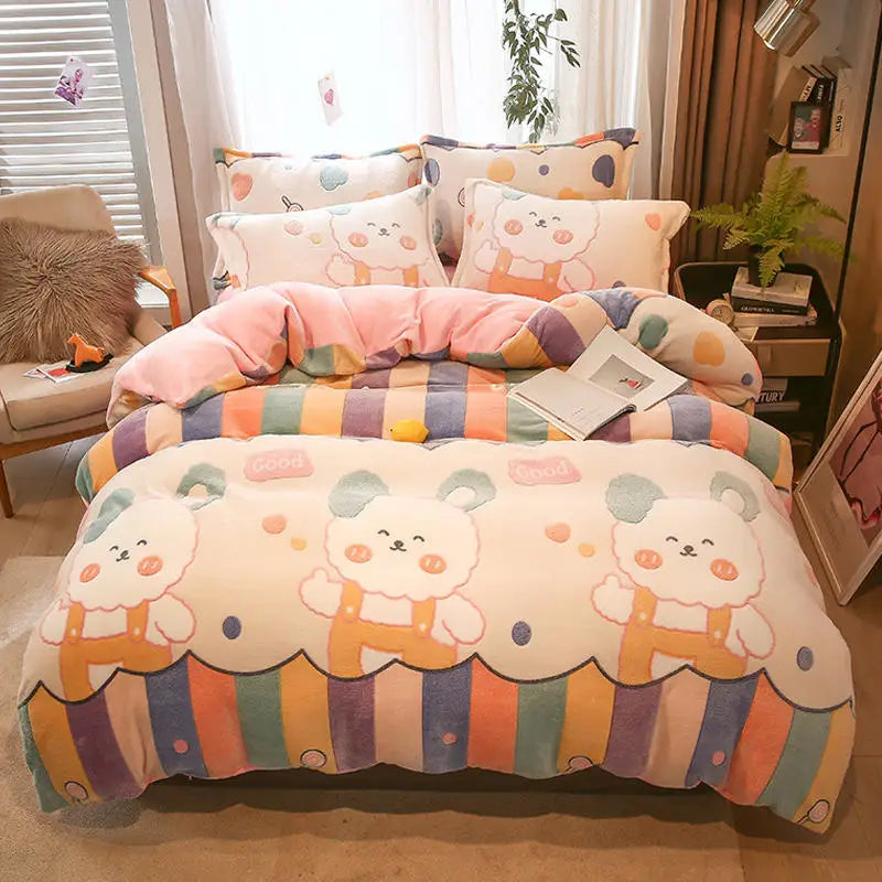 Flannel Fleece 1pc Winter Warm Duvet Cover for Kids Bed