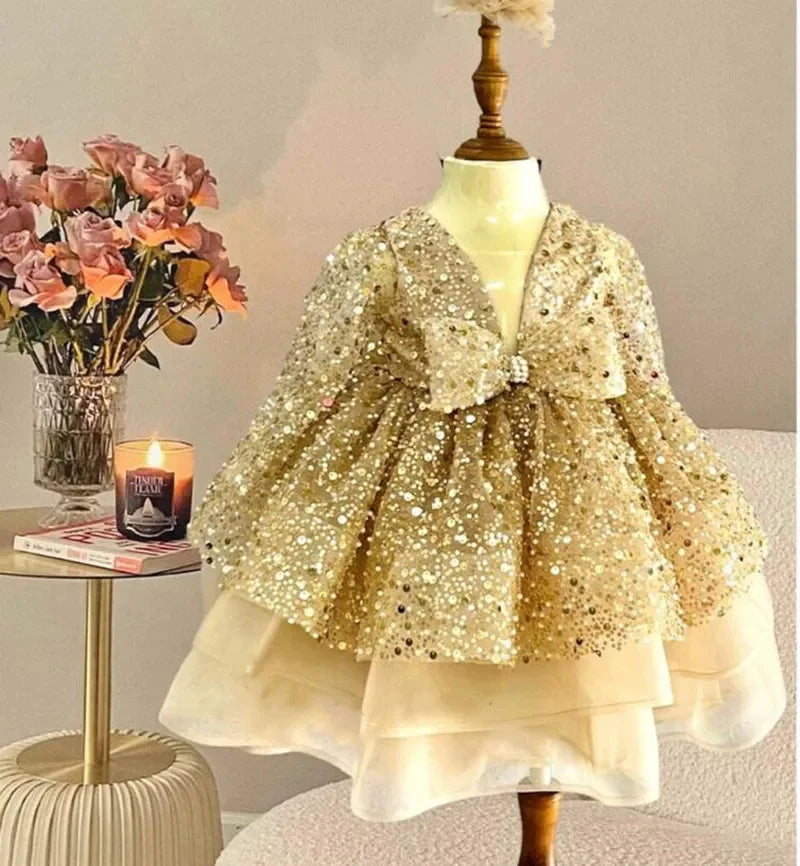 Little Girls Sequined Tiered Birthday Party Gown/Pageant Dresses