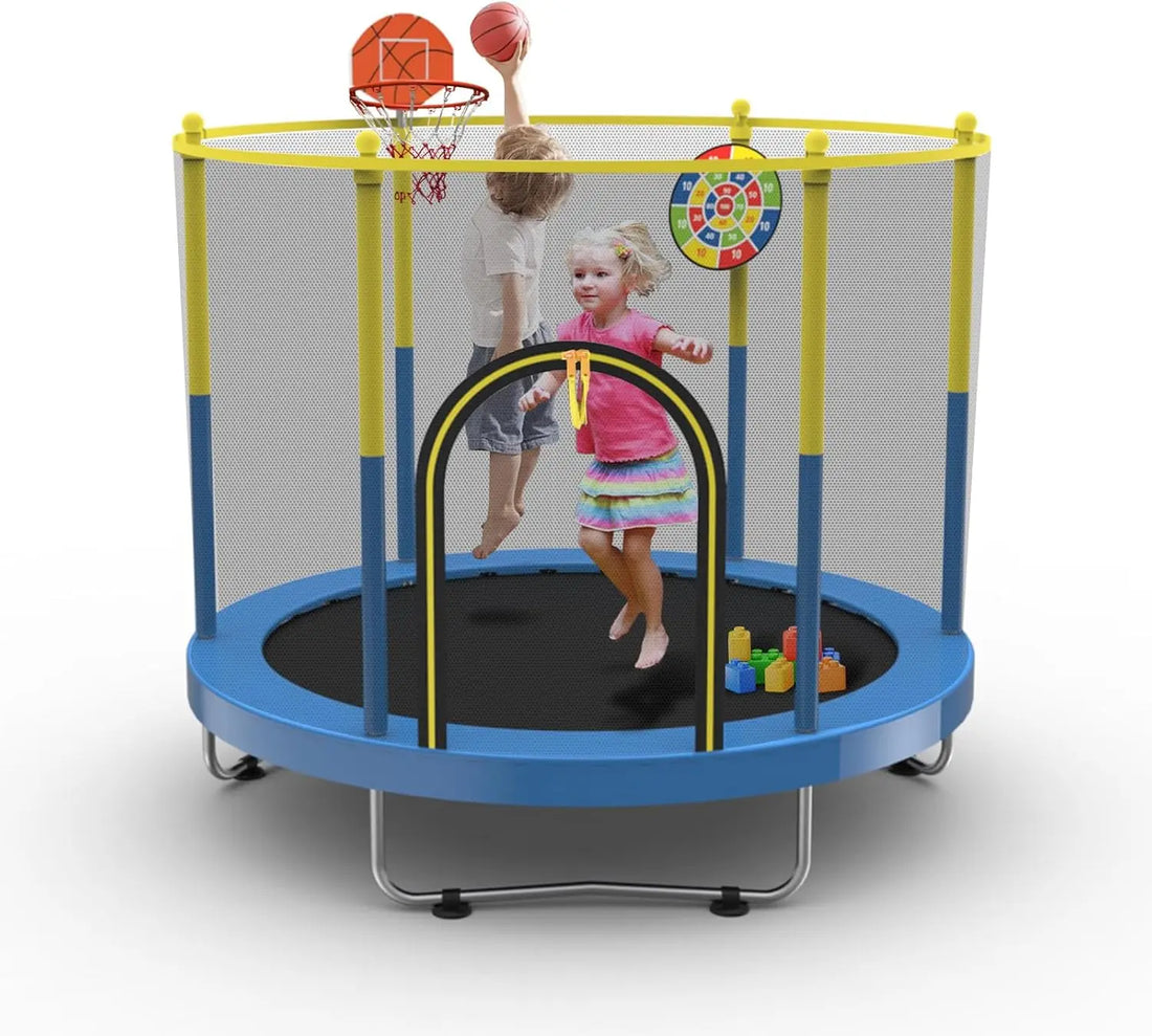 6 FT Trampoline with Basketball Hoop & Dart Board for Kids childrensterritory