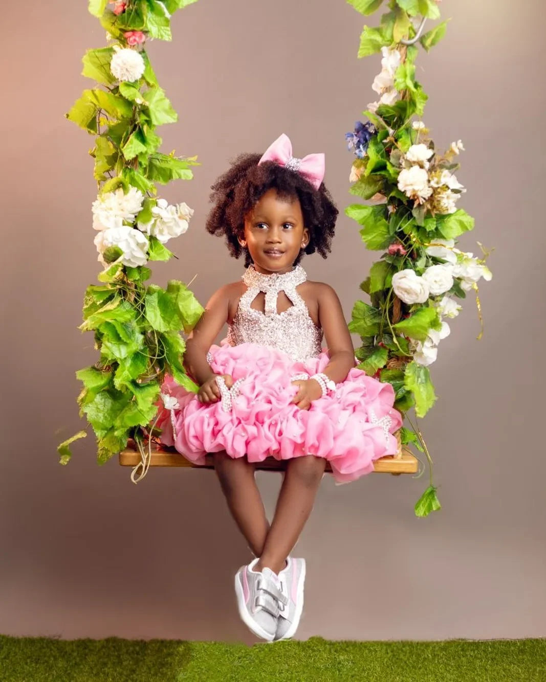 Sleeveless Flower Design Birthday Party Dresses childrensterritory