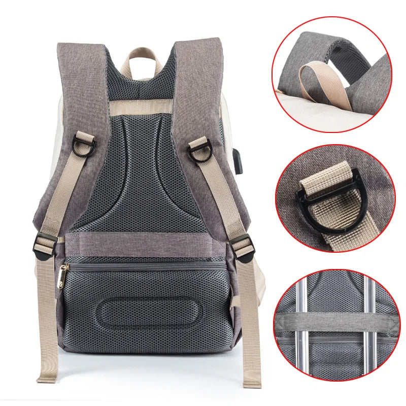 Waterproof Maternity Backpack with USB, Rechargeable Holder