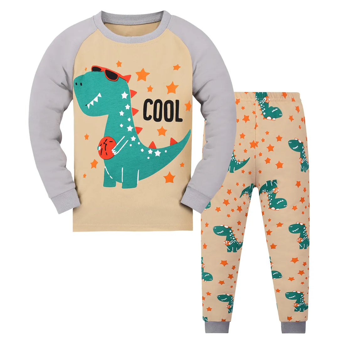 Kids Boys Cartoon Print Long Sleeves Pajamas Sets childrensterritory
