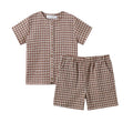 Kids Boys Girls Plaid Matching Summer Clothing Sets childrensterritory