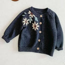 Solid Color Long Sleeve Infant Girls Knitted Cardigans childrensterritory
