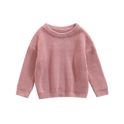 Baby Boys Girls Solid Color Long Sleeve Knit Sweaters childrensterritory