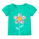 Kids Girls Cartoon Flowers Design Cotton Tops for Summer childrensterritory