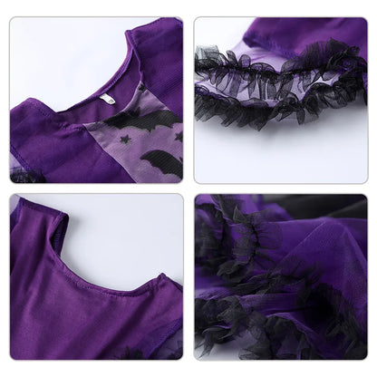 Kids Girls Vampire Witch Party Dress with Bag Headband Wings childrensterritory
