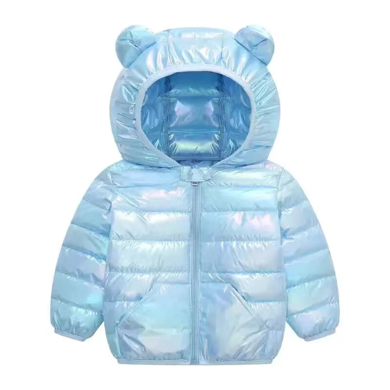 Little Girls Warm Hooded Glossy Design Jackets childrensterritory