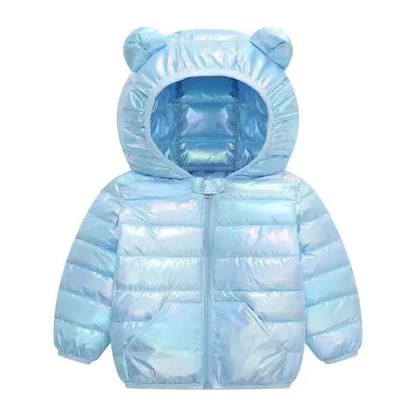 Little Girls Warm Hooded Glossy Design Jackets childrensterritory