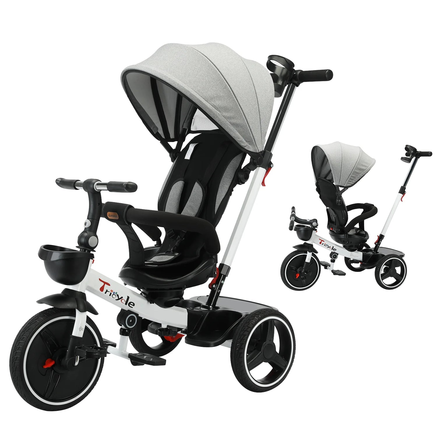 6-in-1 Folding Baby Push Bike with Detachable Guardrail childrensterritory