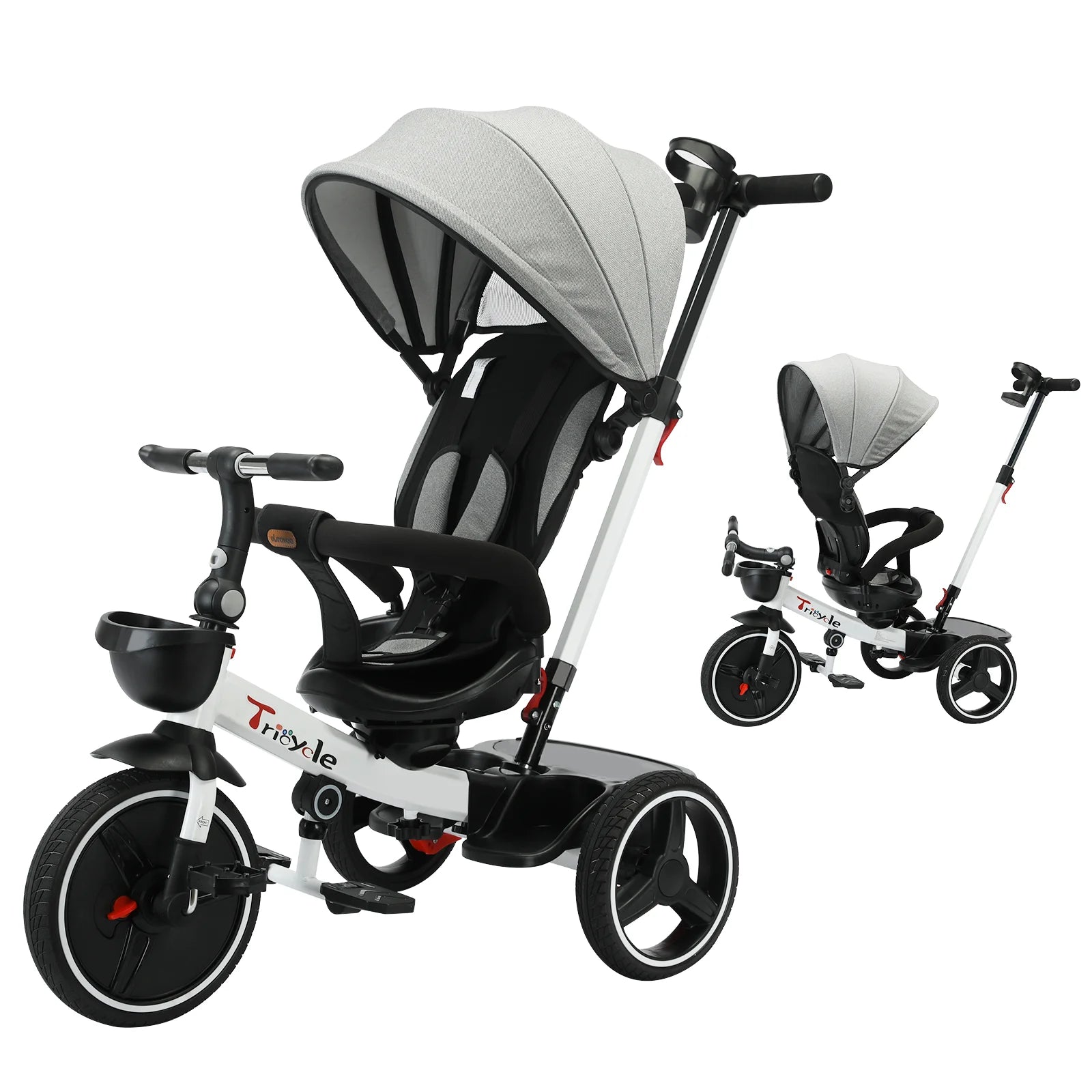 6-in-1 Folding Baby Push Bike with Detachable Guardrail childrensterritory