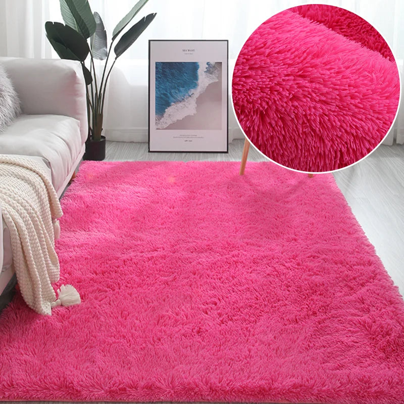 Soft Furry Rainbow Rugs for Kids Bedroom Decor