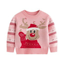 Reindeer Print Long-Sleeved Knitted Sweater for Girls childrensterritory
