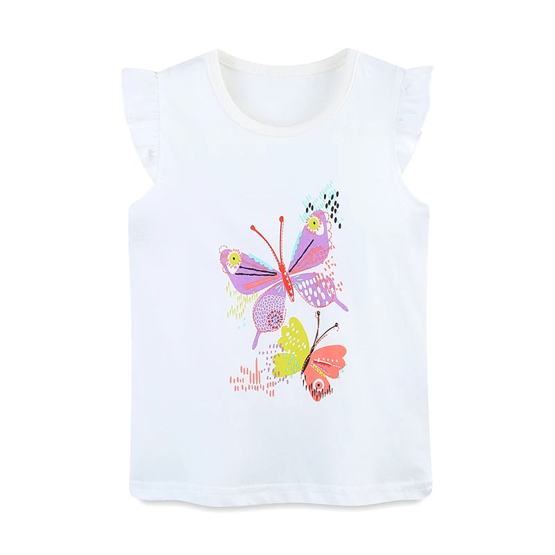 Girls Butterfly Print Casual Summer Clothing Set childrensterritory