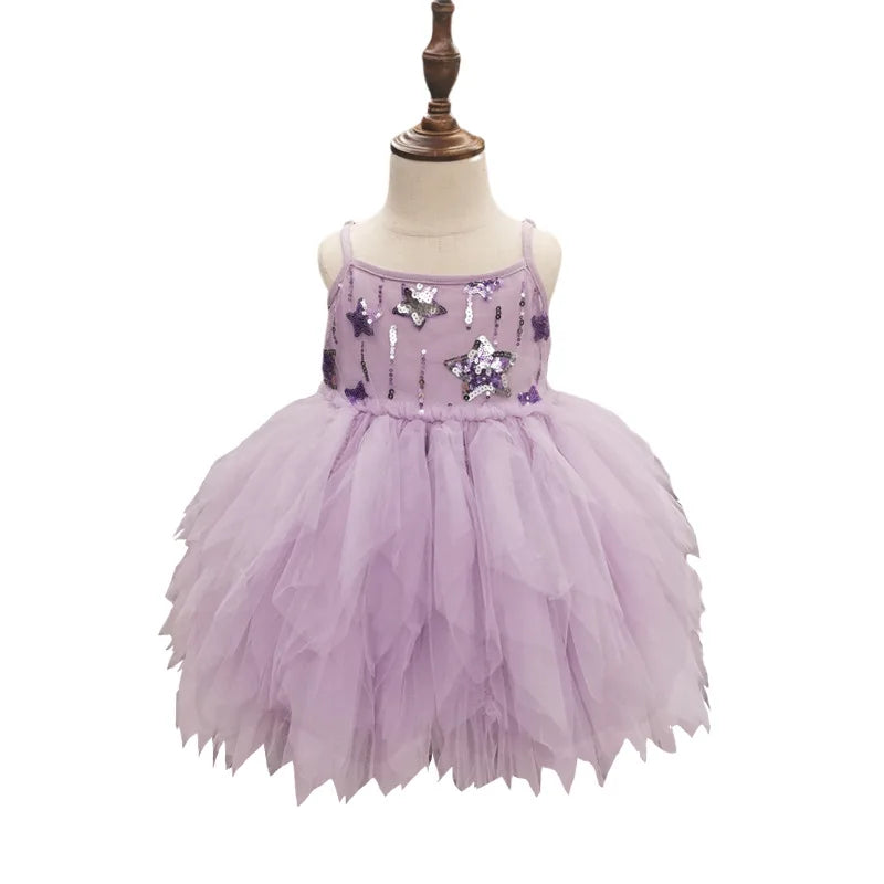 Kids Girls A-line Elgeant Feather Appliques Party Dress childrensterritory