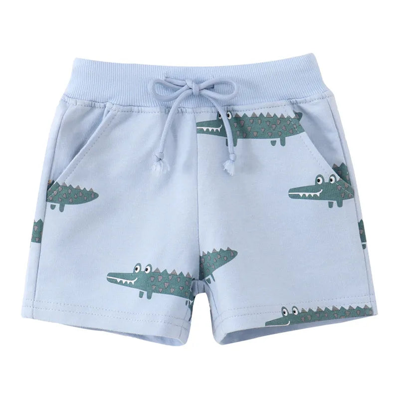 Cartoon Print Summer Drawstring Shorts For Boys Girls childrensterritory