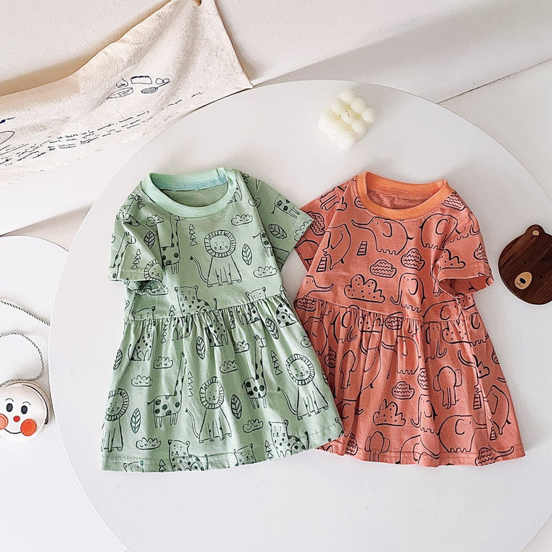 Cute Pattern Casual Little Girls Summer Dresses Shop Online BDS9050 / 12-18M