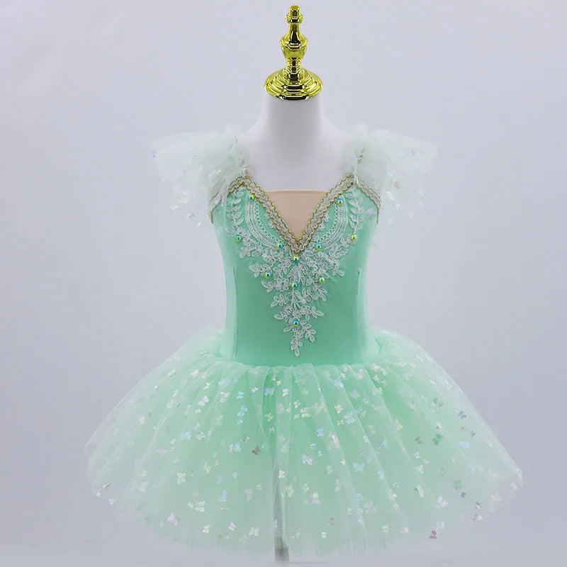 Modern Sequined Flower Tutu Ballet Dresses For Girls