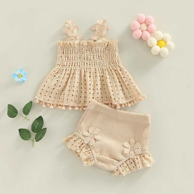Newborn Girls Printed 2 Piece Muslin Clothes Sets