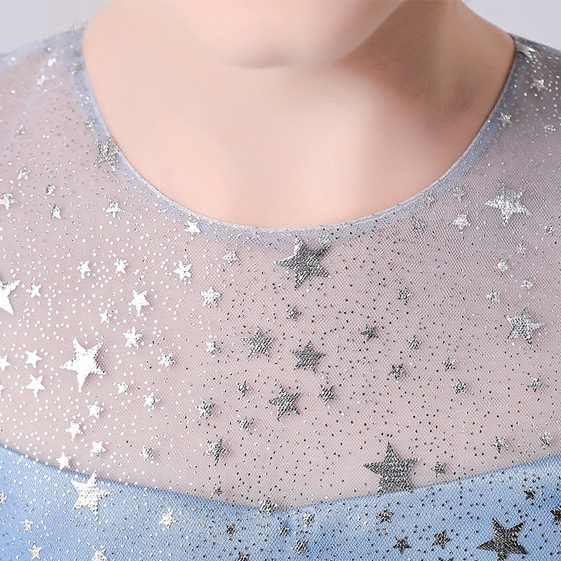 Kids Girls Elegant Stars Sequin Trailing Party Dresses childrensterritory