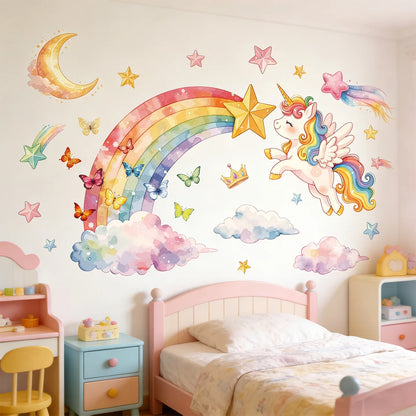 Shine In The Dark Unicorn Stars Wall Stickers for Bedroom
