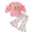Toddler Girl Bunny Embroidery 2 Pieces Easter Outfit Set childrensterritory