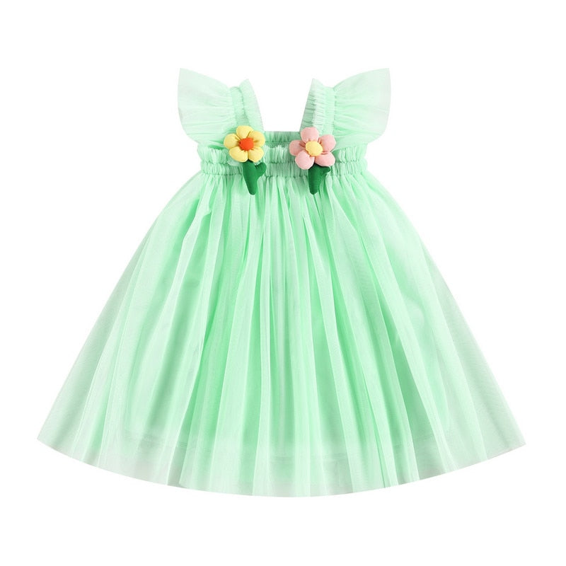 Little Girls Leopard Printed Ruffled Bowknot Party Dress childrensterritory