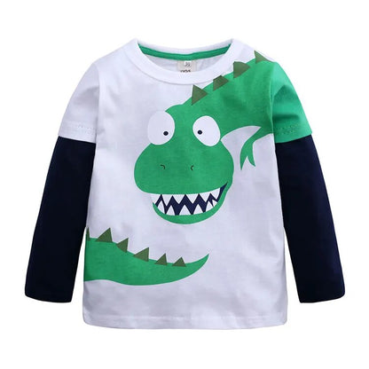 Cartoon Dinosaur Print Kids Boys Casual T-shirts/Tops childrensterritory