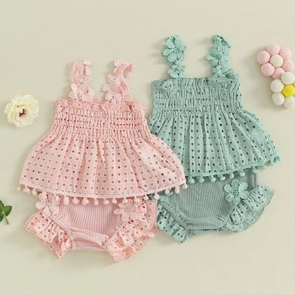 Newborn Girls Printed 2 Piece Muslin Clothes Sets