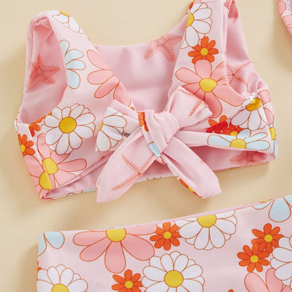 Baby/Kids Girls 3PCS Floral Print Swimwear Sets childrensterritory
