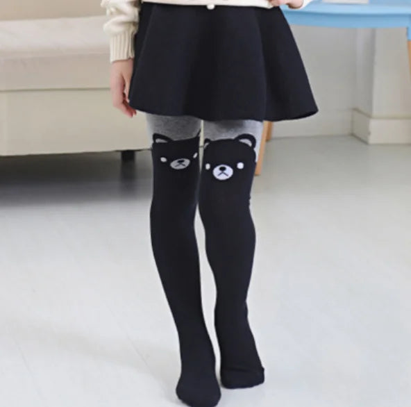 Cartoon Animal Print Girls Winter Knitted Cotton Stockings childrensterritory