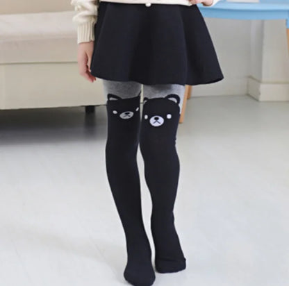 Cartoon Animal Print Girls Winter Knitted Cotton Stockings childrensterritory