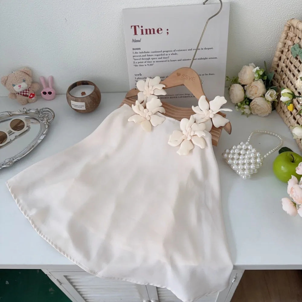 3D Flower Design Kids Girls Korean Style Princess Dresses childrensterritory