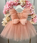 Pearls Design Cute Tulle Gown with Big Bow for Infant Girls childrensterritory