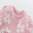 Kids Girls Soft Cotton Cartoon Print Summer Casual Dress