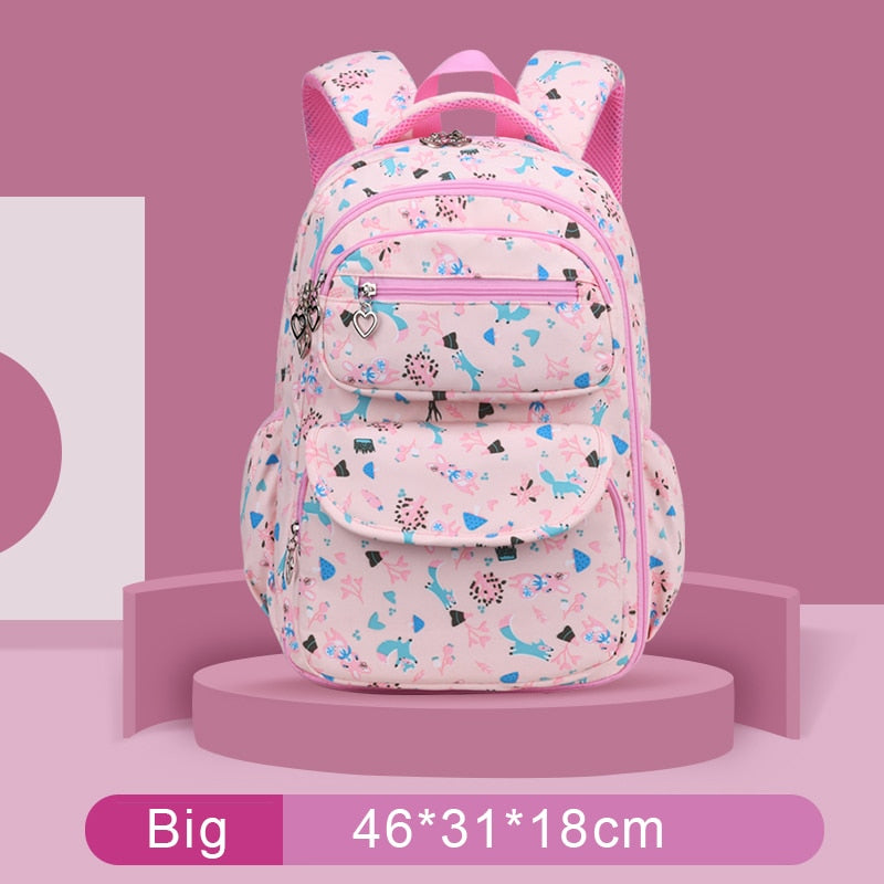 Colorful Print Waterproof Kids Girls Large School Bags childrensterritory