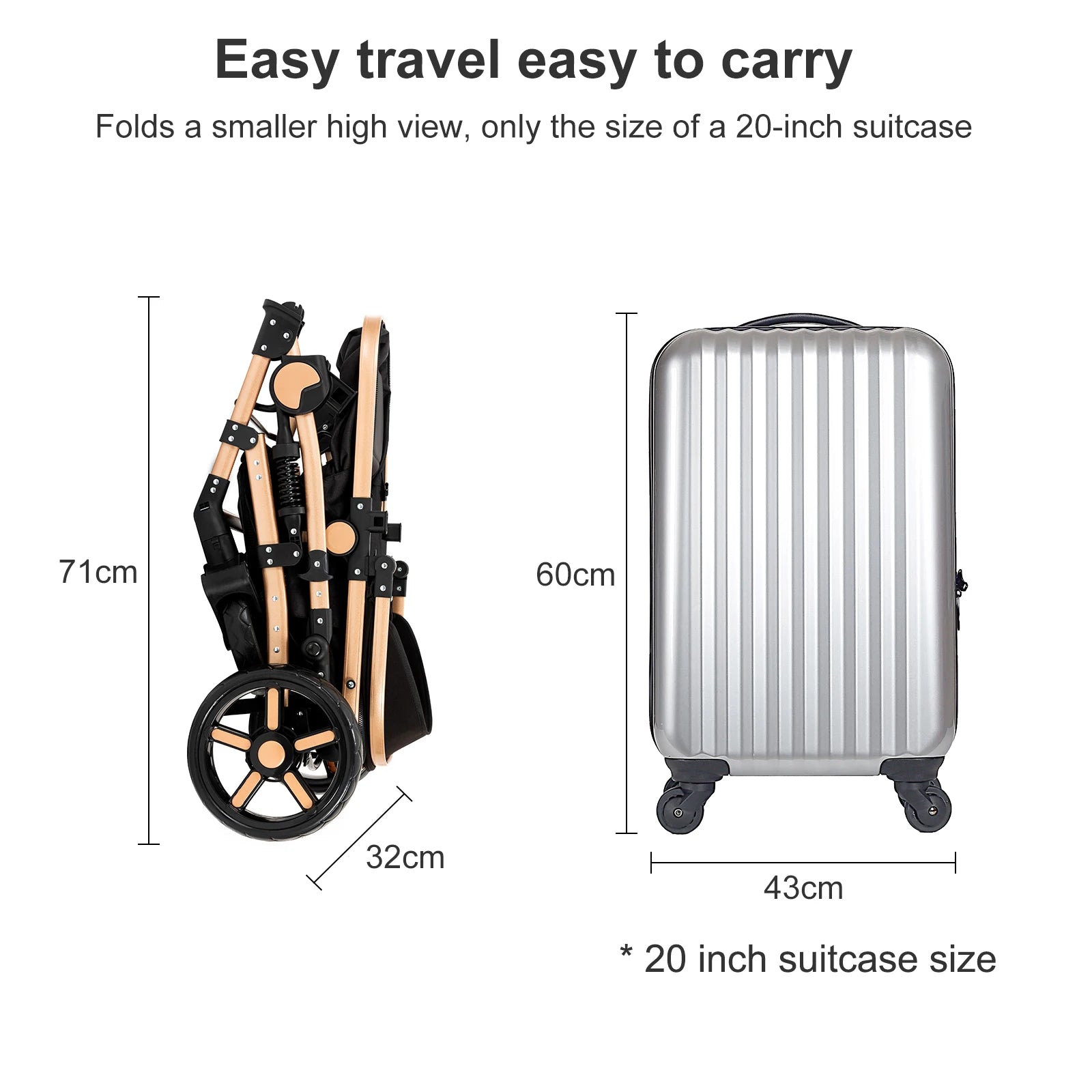 3 in 1 Lightweight and Foldable Baby Stroller